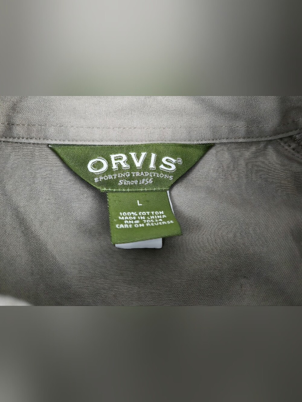 Orvis Hunting Shooting Shirt Mens Large Khaki Long Sleeve Button Up Chest Pocket - Picture 3 of 3